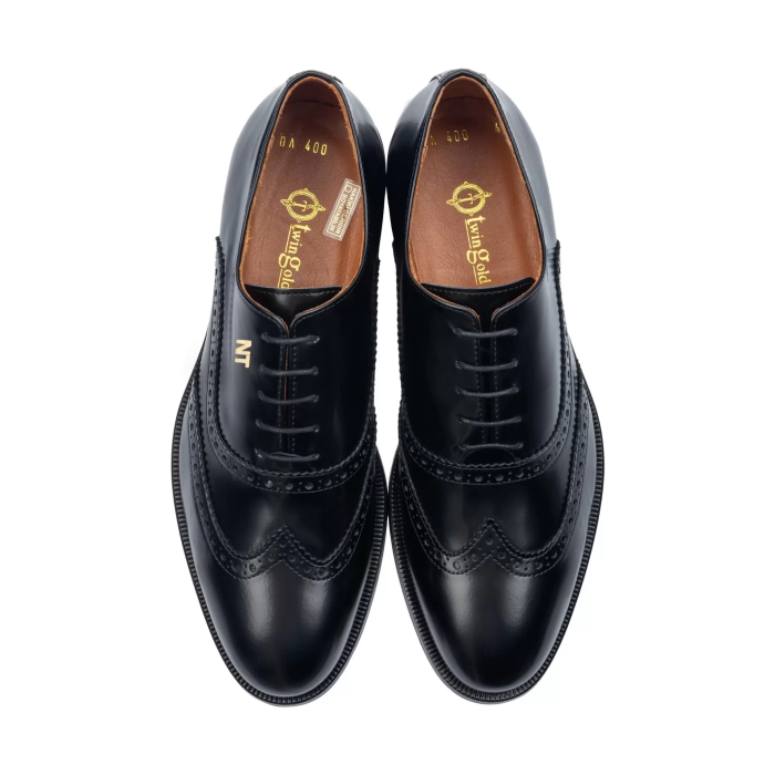 İsme Özel Oxford Erkek Ayakkabı - %100 Hakiki Açma Deri - Gümüş Konseptli- AA01012 - Siyah