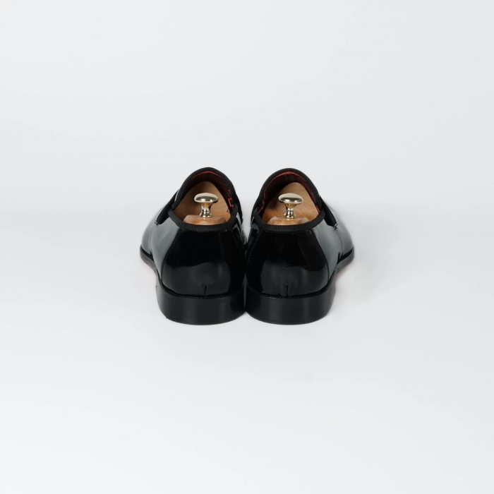 İsme Özel Smokin Salon Erkek Ayakkabısı - %100 Hakiki Deri - Gümüş Konseptli - AA01016 - Siyah