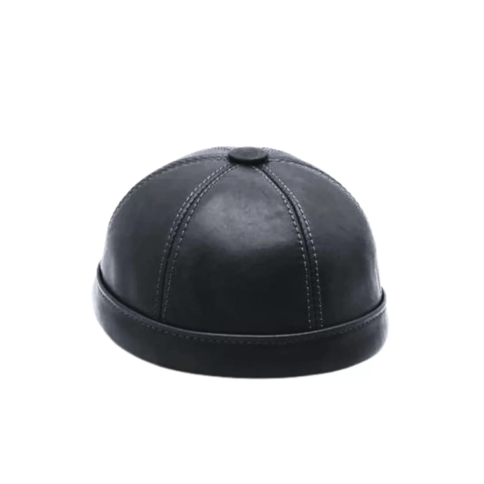 İsme Özel Docker Şapka - %100 Gerçek Deri - AB01009 - Siyah