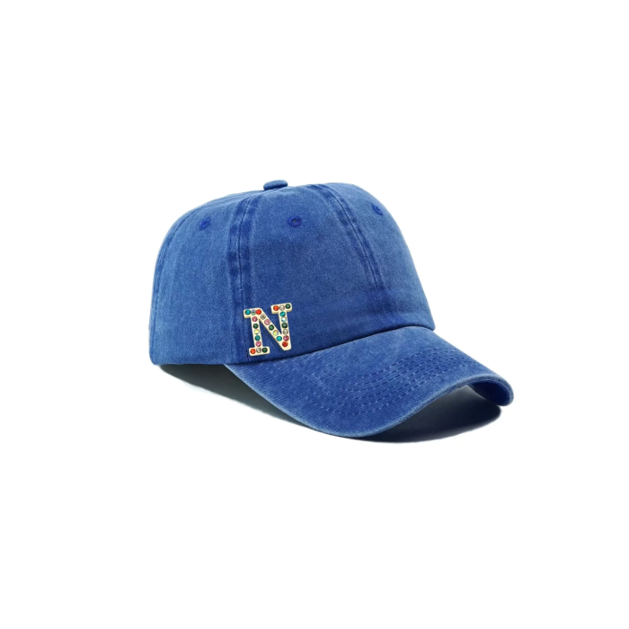 İsme Özel Yıkamalı Kep Şapka - AB01010 - Saks Mavisi