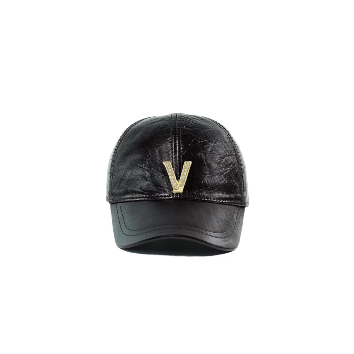 İsme Özel Kep Şapka - %100 Deri - AB01012 - Siyah