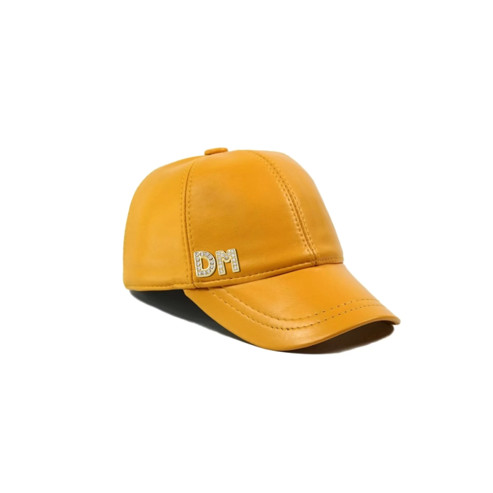 İsme Özel Kep Şapka - %100 Deri - AB01012 - Sarı