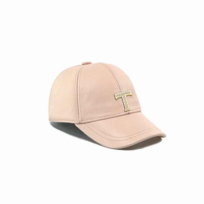 İsme Özel Kep Şapka - %100 Deri - AB01012 - Pudra
