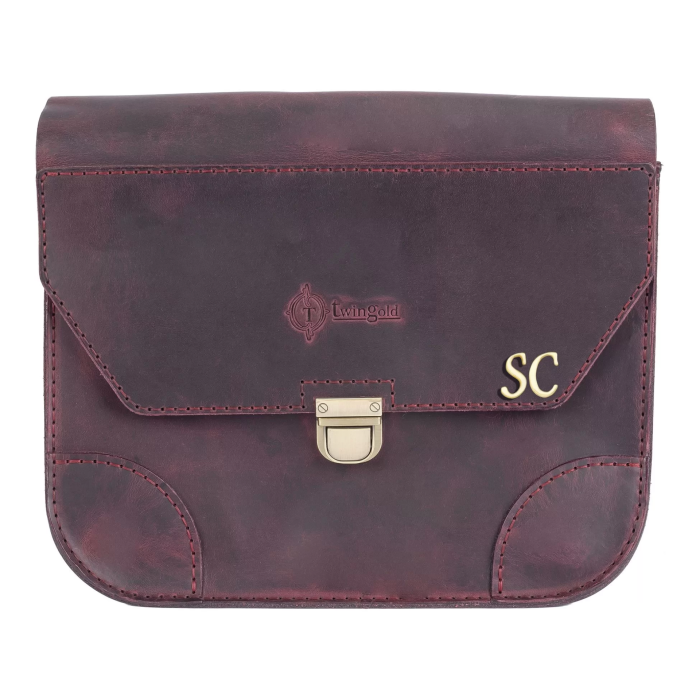 İsme Özel Günlük Orta Boy Omuz Çantası - %100 Crazy Deri - AC03002 - Bordo