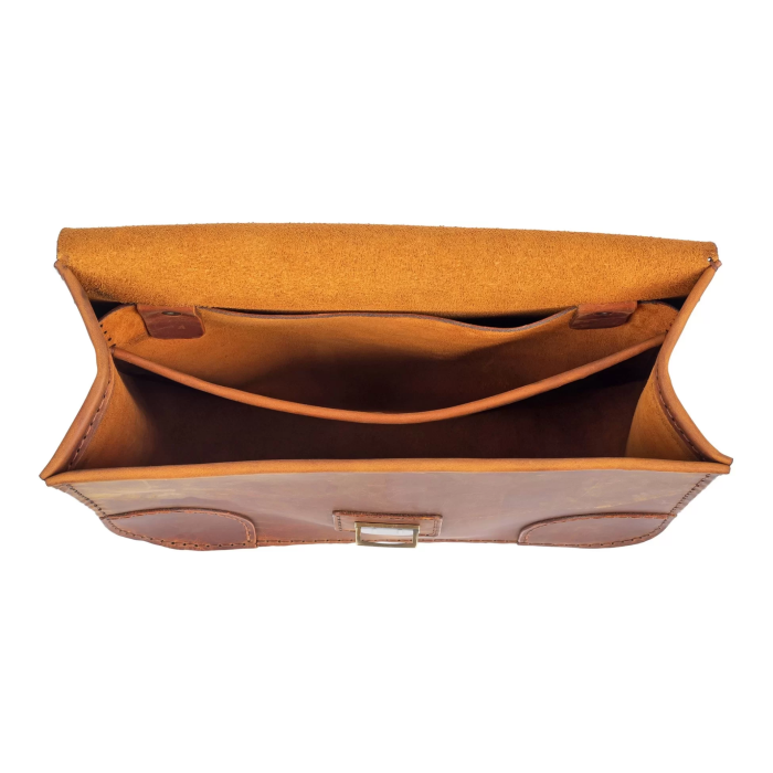 İsme Özel Günlük Orta Boy Omuz Çantası - %100 Crazy Deri - AC03002 - Taba