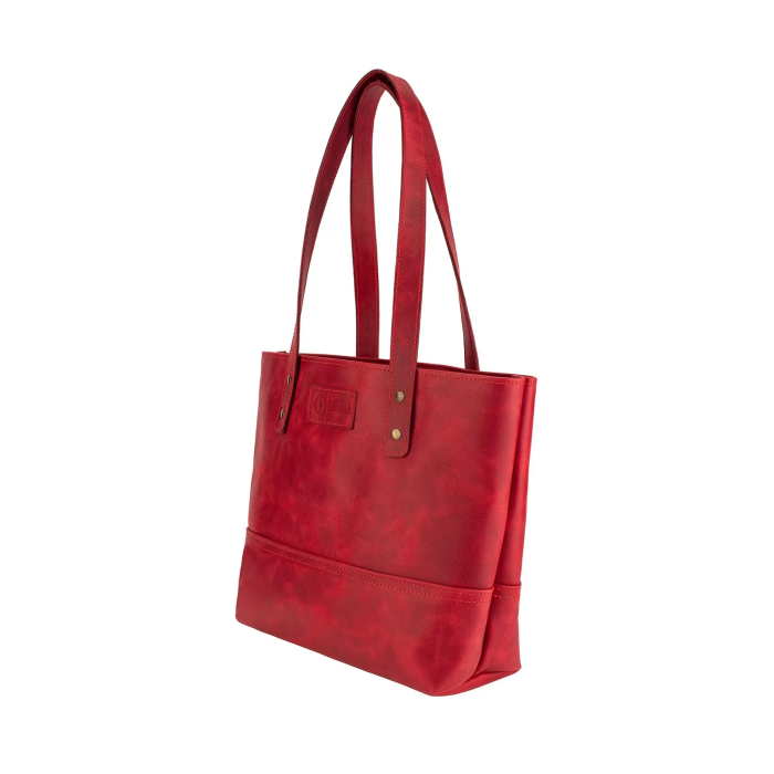 İsme Özel Tote Bag El Omuz Çantası - %100 Rainbow Deri - AC03003 - Kırmızı