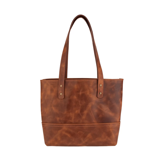 İsme Özel Tote Bag El Omuz Çantası - %100 Rainbow Deri - AC03003 - Kahverengi