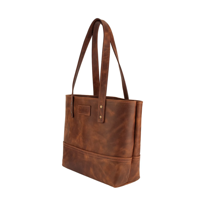 İsme Özel Tote Bag El Omuz Çantası - %100 Rainbow Deri - AC03003 - Kahverengi