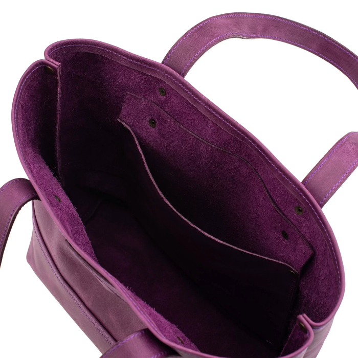 İsme Özel Tote Bag El Omuz Çantası - %100 Rainbow Deri - AC03003 - Mor