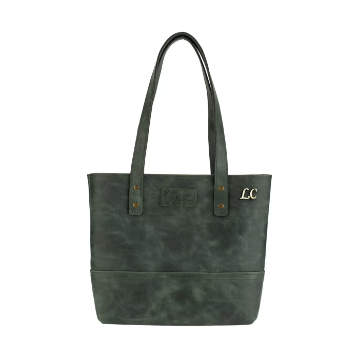 İsme Özel Tote Bag El Omuz Çantası - %100 Rainbow Deri - AC03003 - Haki