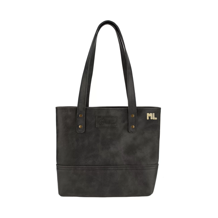 İsme Özel Tote Bag El Omuz Çantası - %100 Rainbow Deri - AC03003 - Antrasit