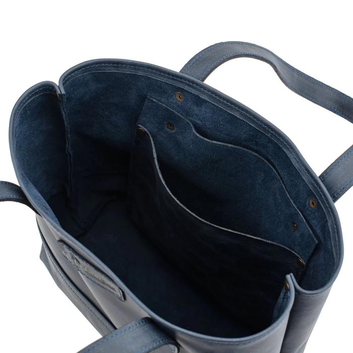 İsme Özel Tote Bag El Omuz Çantası - %100 Rainbow Deri - AC03003 - Lacivert