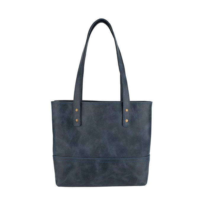 İsme Özel Tote Bag El Omuz Çantası - %100 Rainbow Deri - AC03003 - Lacivert