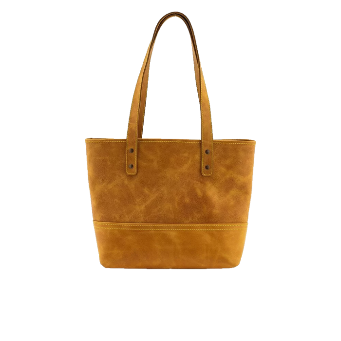 İsme Özel Tote Bag El Omuz Çantası - %100 Rainbow Deri - AC03003 - Hardal Sarısı