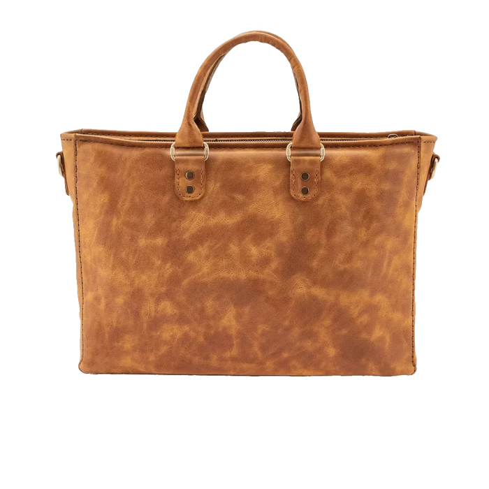 İsme Özel Askılı Cepli Evrak - Laptop Çantası - %100 Rainbow Deri - AC09002 - Camel