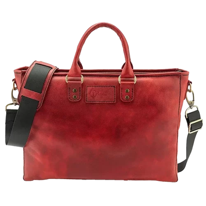 İsme Özel Günlük Kullanım El Omuz Evrak Laptop Çantası - %100 Deri - AC09004 - Kırmızı