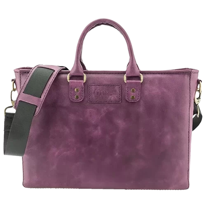 İsme Özel Günlük Kullanım El Omuz Evrak Laptop Çantası - %100 Deri - AC09004 - Mor