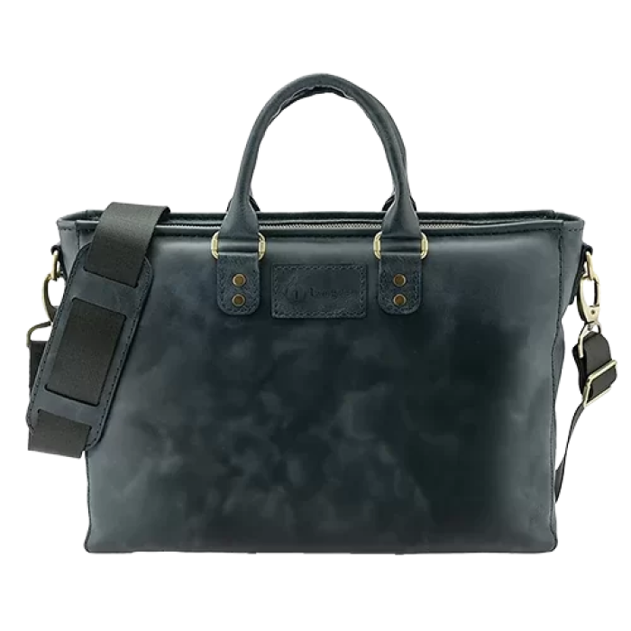 İsme Özel Günlük Kullanım El Omuz Evrak Laptop Çantası - %100 Deri - AC09004 - Lacivert