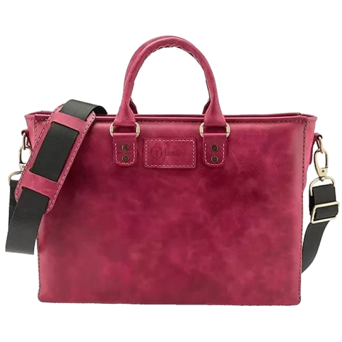 İsme Özel Günlük Kullanım El Omuz Evrak Laptop Çantası - %100 Deri - AC09004 - Fuşya