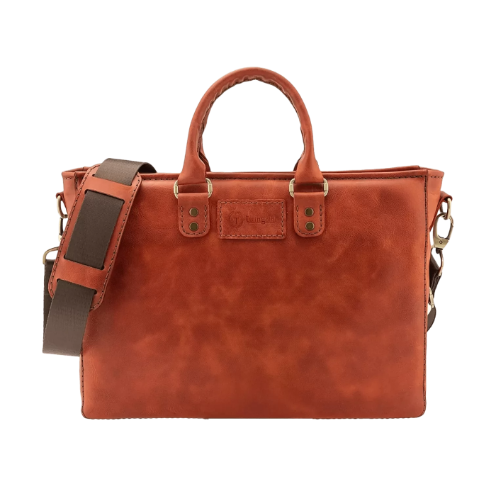 İsme Özel Günlük Kullanım El Omuz Evrak Laptop Çantası - %100 Deri - AC09004 - Tobacco