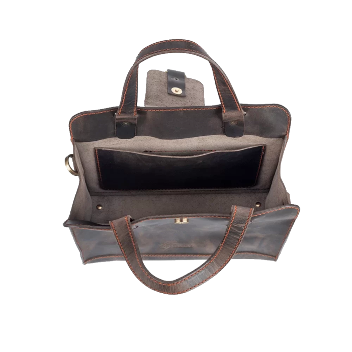 İsme Özel Crazy Büyük Boy Çanta - %100 Crazy Deri - AC09005 - Kahverengi