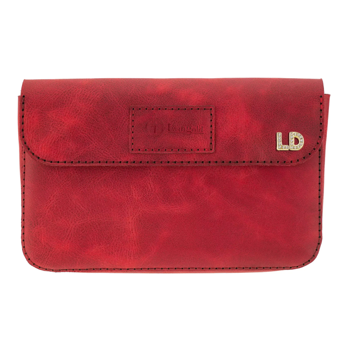 İsme Özel Çıtçıtlı Küçük El Çantası - %100 Rainbow Deri - AC14001 - Kırmızı