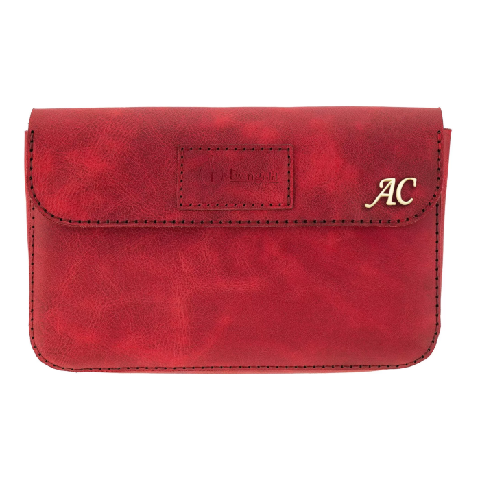 İsme Özel Çıtçıtlı Küçük El Çantası - %100 Rainbow Deri - AC14001 - Kırmızı