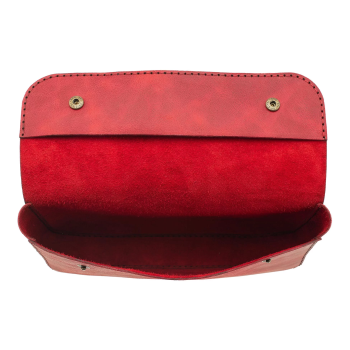 İsme Özel Çıtçıtlı Küçük El Çantası - %100 Rainbow Deri - AC14001 - Kırmızı