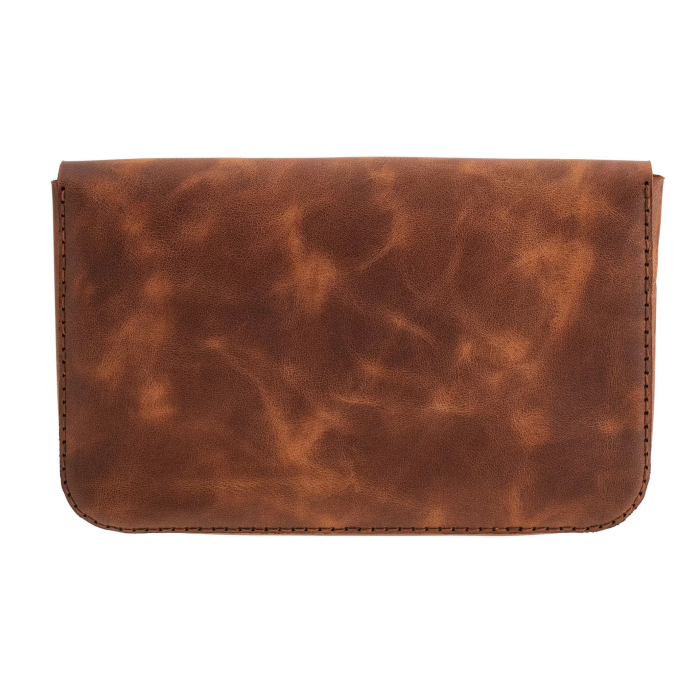 İsme Özel Çıtçıtlı Küçük El Çantası - %100 Rainbow Deri - AC14001 - Kahverengi