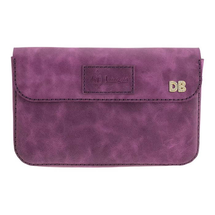 İsme Özel Çıtçıtlı Küçük El Çantası - %100 Rainbow Deri - AC14001 - Mor