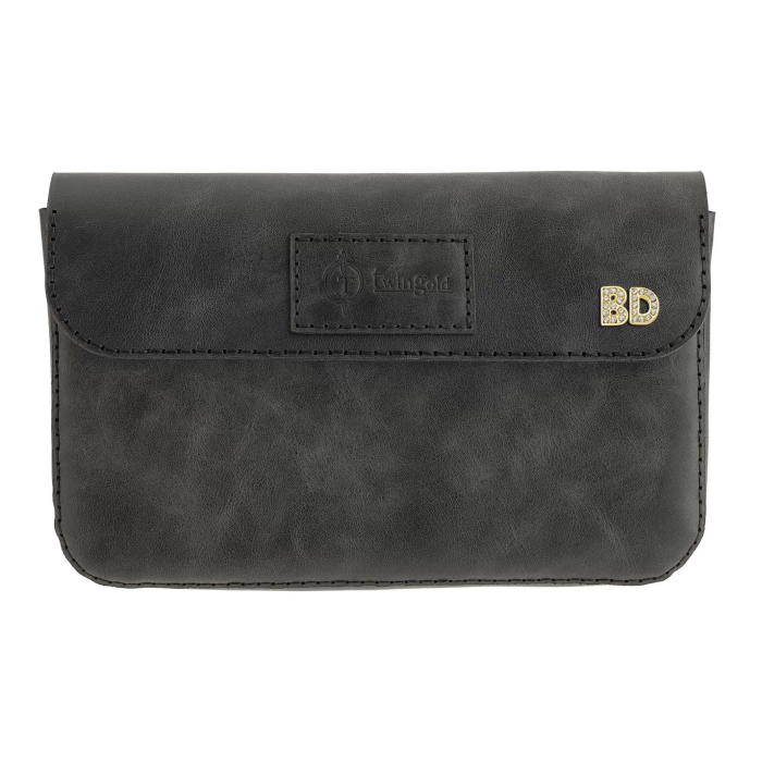 İsme Özel Çıtçıtlı Küçük El Çantası - %100 Rainbow Deri - AC14001 - Antrasit