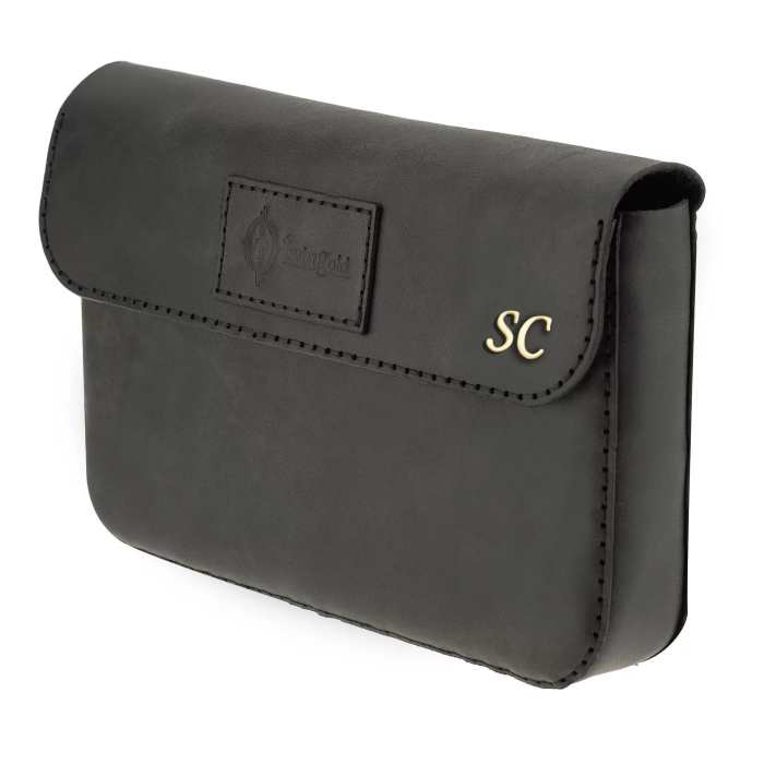 İsme Özel Çıtçıtlı Küçük El Çantası - %100 Rainbow Deri - AC14001 - Antrasit