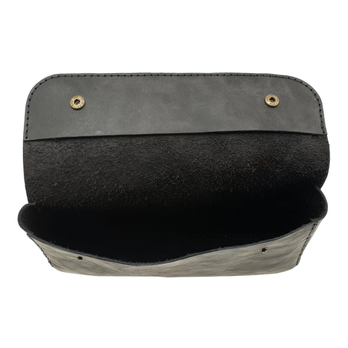 İsme Özel Çıtçıtlı Küçük El Çantası - %100 Rainbow Deri - AC14001 - Antrasit