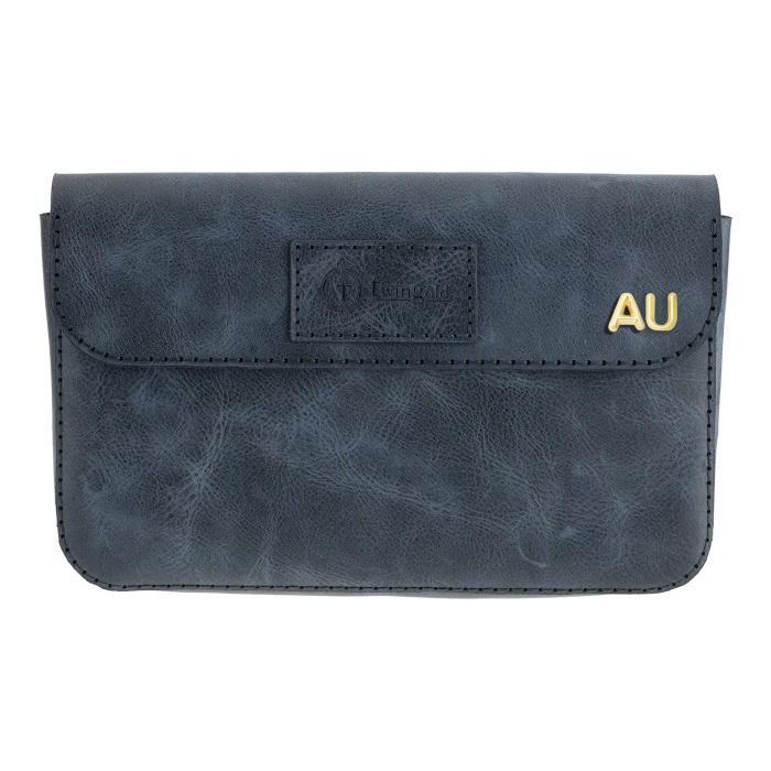 İsme Özel Çıtçıtlı Küçük El Çantası - %100 Rainbow Deri - AC14001 - Lacivert