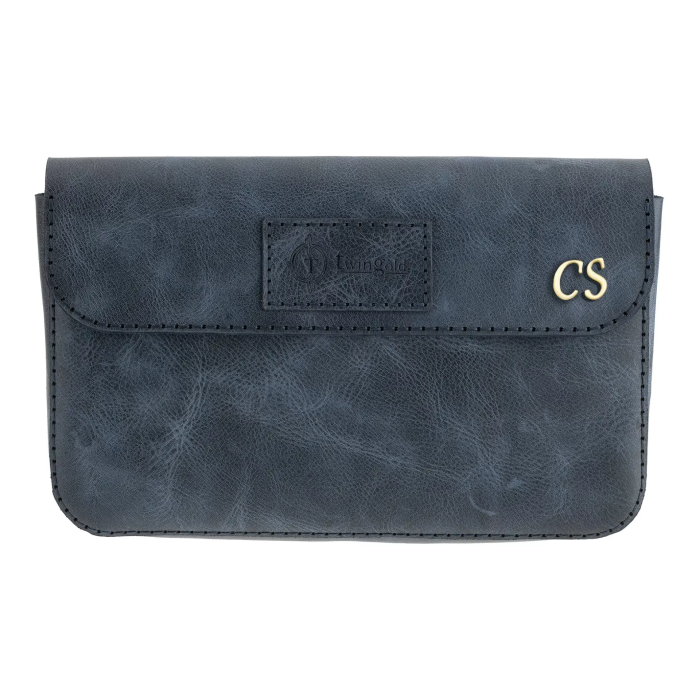 İsme Özel Çıtçıtlı Küçük El Çantası - %100 Rainbow Deri - AC14001 - Lacivert