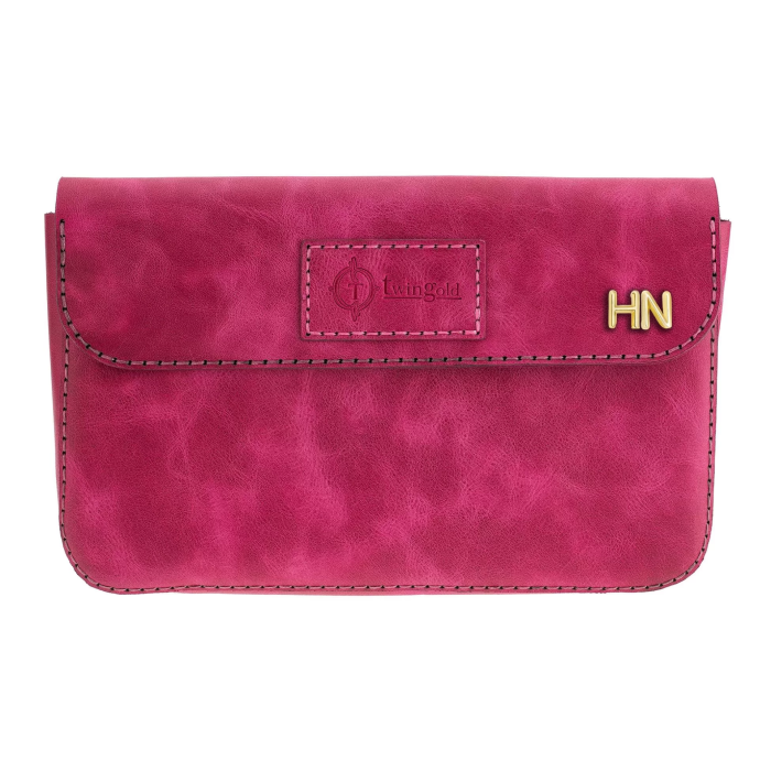 İsme Özel Çıtçıtlı Küçük El Çantası - %100 Rainbow Deri - AC14001 - Fuşya