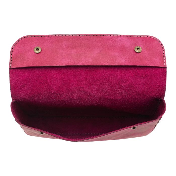 İsme Özel Çıtçıtlı Küçük El Çantası - %100 Rainbow Deri - AC14001 - Fuşya