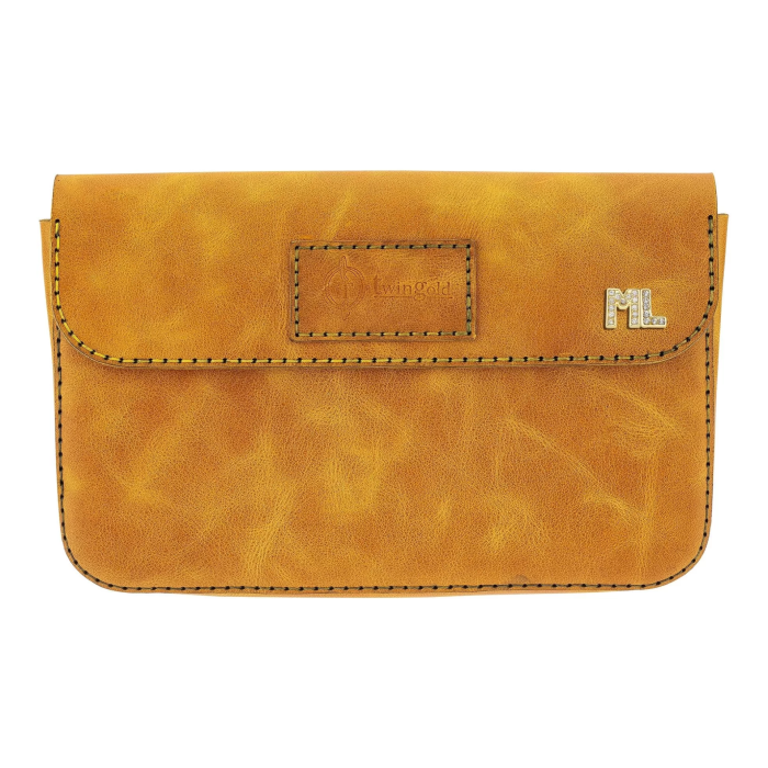 İsme Özel Çıtçıtlı Küçük El Çantası - %100 Rainbow Deri - AC14001 - Hardal Sarısı