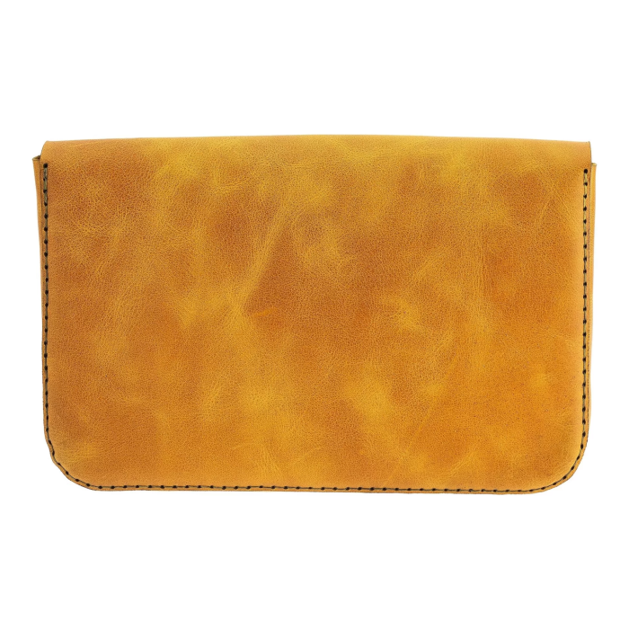 İsme Özel Çıtçıtlı Küçük El Çantası - %100 Rainbow Deri - AC14001 - Hardal Sarısı