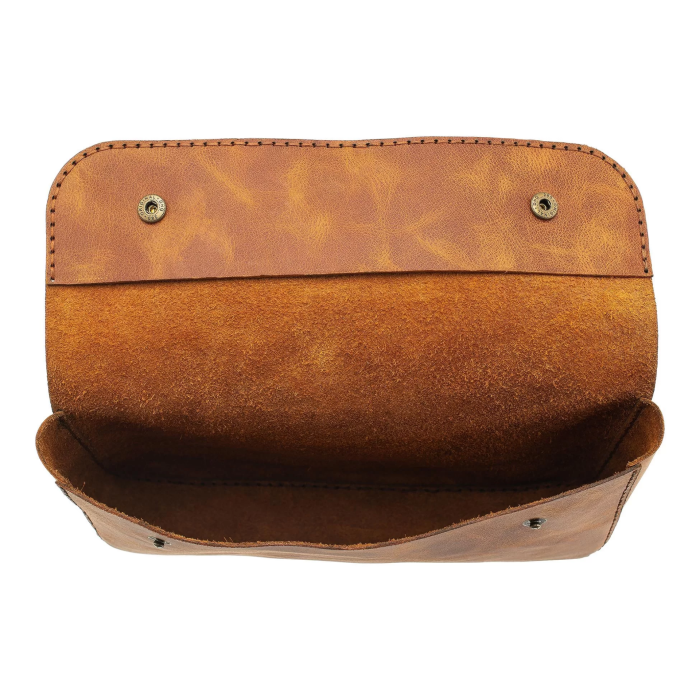 İsme Özel Çıtçıtlı Küçük El Çantası - %100 Rainbow Deri - AC14001 - Camel