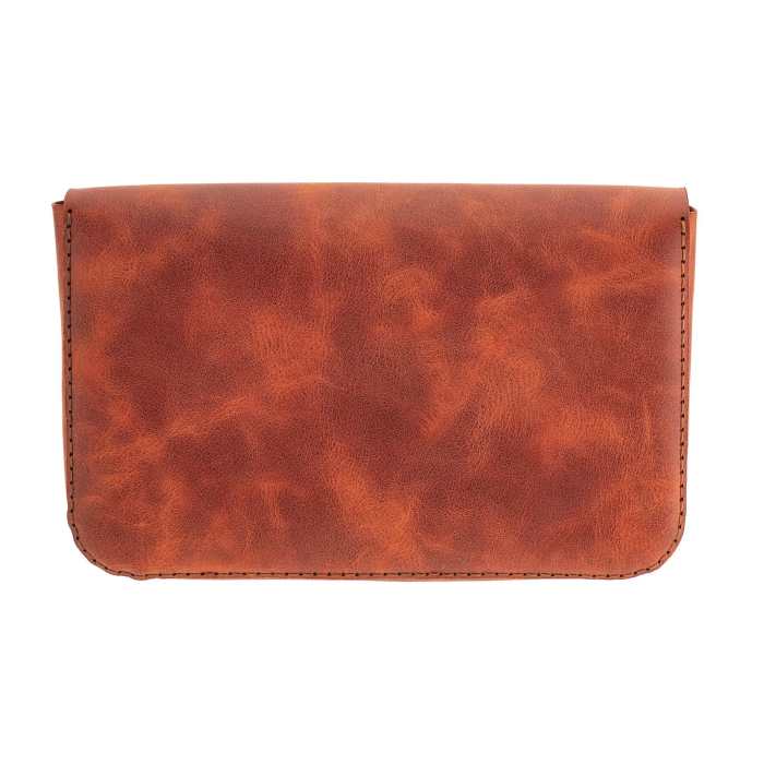 İsme Özel Çıtçıtlı Küçük El Çantası - %100 Rainbow Deri - AC14001 - Tobacco