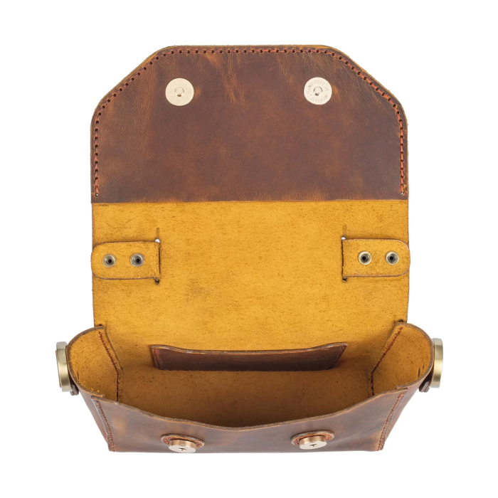 İsme Özel Çıtçıtlı Küçük Boy Zincirli El Omuz Çantası - %100 Crazy Deri - AC14003 - Taba