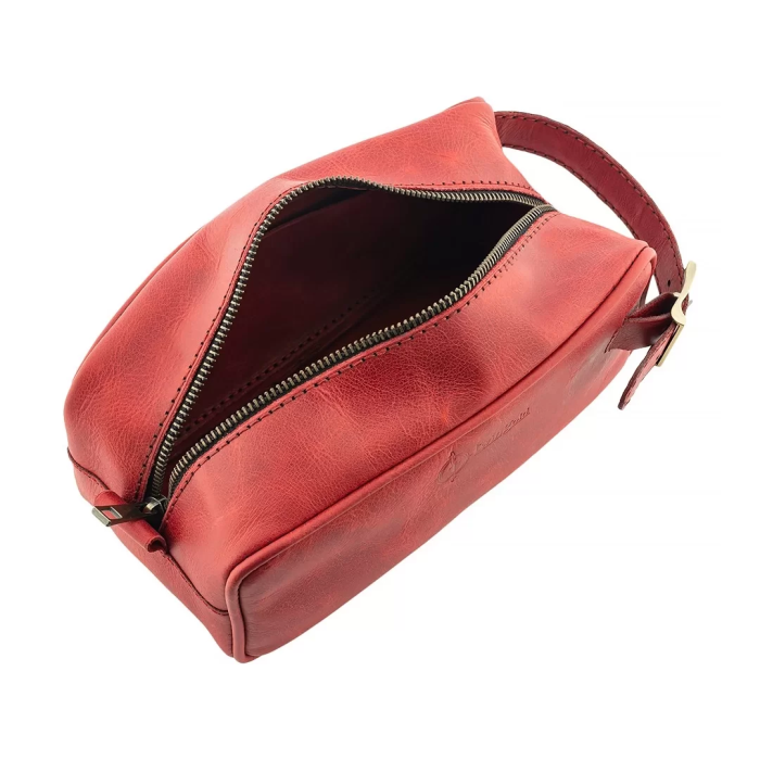 İsme Özel Dopp Kit Kişisel Bakım ve Seyahat Çantası - %100 Rainbow Deri - AC14004 - Kırmızı