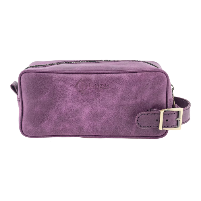İsme Özel Dopp Kit Kişisel Bakım ve Seyahat Çantası - %100 Rainbow Deri - AC14004 - Mor