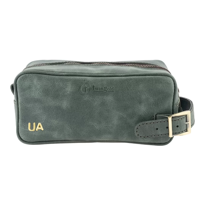 İsme Özel Dopp Kit Kişisel Bakım ve Seyahat Çantası - %100 Rainbow Deri - AC14004 - Haki