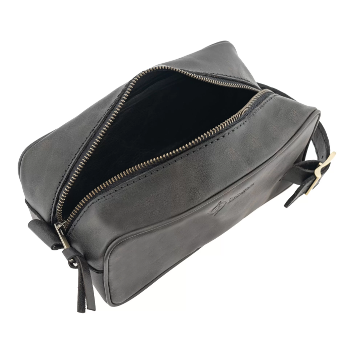 İsme Özel Dopp Kit Kişisel Bakım ve Seyahat Çantası - %100 Rainbow Deri - AC14004 - Antrasit