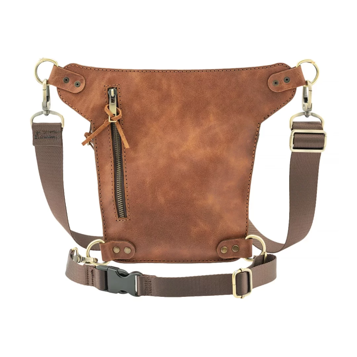 İsme Özel All in One Bel ve Bacak Çantası - %100 Deri - AC15001 - Kahverengi