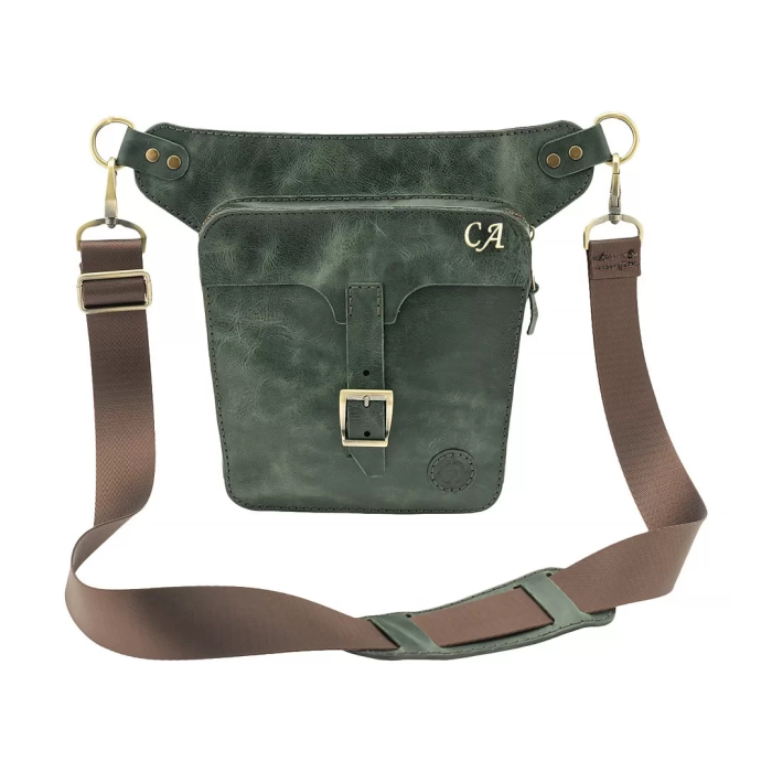 İsme Özel All in One Bel ve Bacak Çantası - %100 Deri - AC15001 - Haki