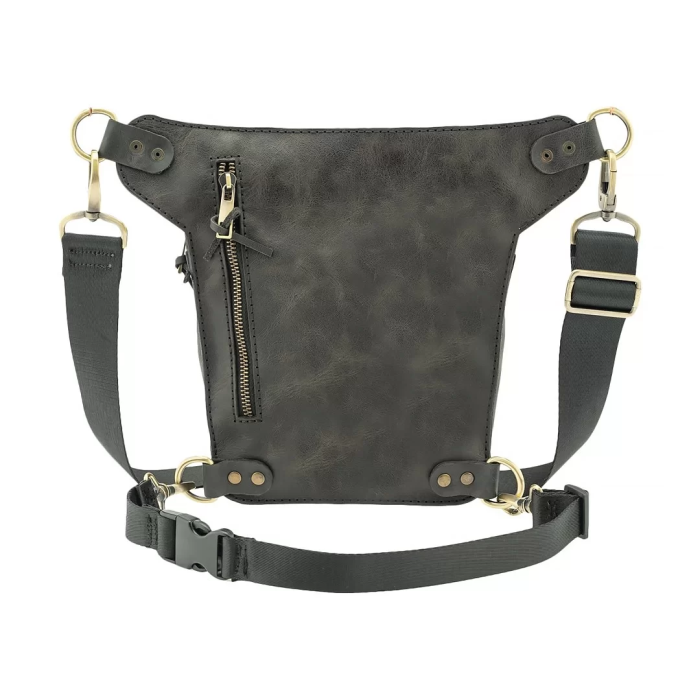 İsme Özel All in One Bel ve Bacak Çantası - %100 Deri - AC15001 - Antrasit