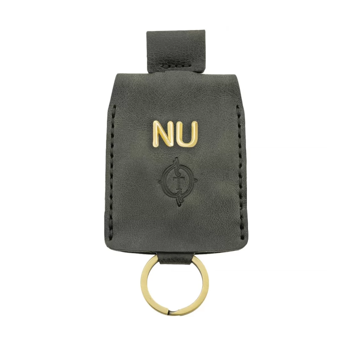 İsme Özel Çıtçıtlı Anahtarlık - % 100 Rainbow Deri - AG01001 - Antrasit